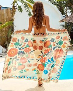 Pareo de playa de gasa transparente para mujer con lazo en la cintura, tipo sarong para bikini - Product Image 2