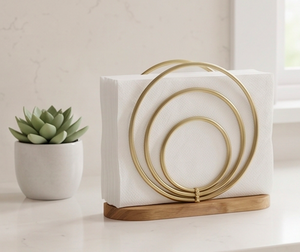 Porte-serviettes de luxe en or et bois, design minimaliste pour maisons modernes, restaurants et décoration de table - Product Image 3