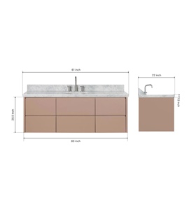 Mueble de Baño Xerxes de 61 Pulgadas Directo de Fábrica, Solo Mueble con Lavabo Individual, 4 Opciones de Acabado, Venta al Por Mayor, Fábrica en Vietnam - Product Image 2