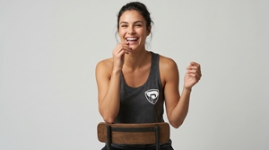 Women's Gray <b>Knitted</b> <b>Tank</b> <b>Top</b> With White Logo Front Breathable Sporty Scoop Neck Design - Product Image 3