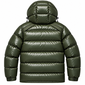 Veste matelassée en toile pour homme, prix de gros, col montant personnalisé, respirante, écologique, à capuche, fermeture éclair, pour l'extérieur, hiver - Product Image 2