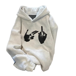 Venta al por mayor personalizado hombres gota hombro pulóver Sudadera con capucha 100% algodón polar sudadera bordado Puff estampado sólido invierno Casual - Product Image 2