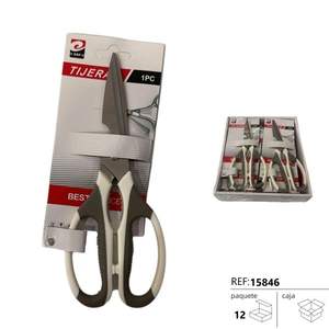 Paquete de 12 Tijeras de Cocina Resistentes Grises y Blancas con Hoja de Acero Inoxidable, Herramienta de Cocina TIJERAS - Product Image 1