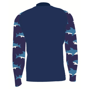 <b>Men's</b> Full Sleeve Rash Guard Shark Print UPF50+ Quick Dry Polyester/Nylon Swim <b>Shirt</b> Adult Anti-Uv Protection - Product Image 2