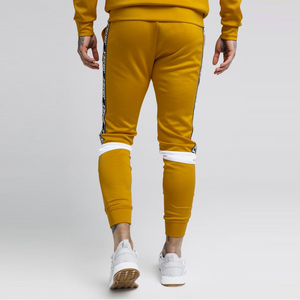 Pantalon de survêtement jaune moutarde pour homme, taille élastique, décontracté, avec poches latérales, en coton tricoté respirant, idéal pour l'automne - Product Image 5