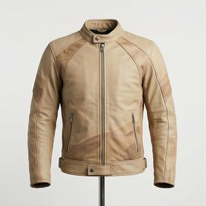 แจ็คเก็ตหนังแท้สำหรับขี่มอเตอร์ไซค์คุณภาพดีที่สุดสำหรับผู้ชาย รุ่นใหม่ล่าสุดสำหรับฤดูหนาว พร้อมแผ่นป้องกันที่ถอดออกได้ สามารถสั่งทำได้ - Product Image 1