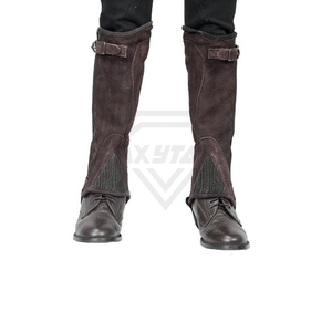 Leather Equestrian Horse Riding <b>Half</b> <b>Chaps</b> Leg Cover Protector High Waist Zipper Closure Cheap Price OEM Custom Wholesale - Product Image 4