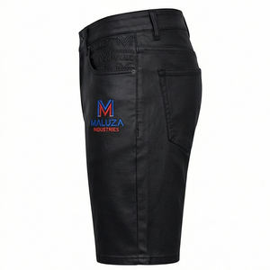Mens <b>Black</b> Urban Leather Cargo Hip Hop Street Fashion Premium Design Maluza Industries Shorts - Product Image 4