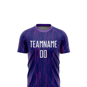 Ensemble de maillots de football personnalisés pour hommes, manches courtes, col en V, imprimé par transfert thermique, écologique, respirant, 100% polyester, nom de l'équipe - Product Image 2