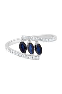 Multi Sapphire and Diamond <b>Ring</b> in 92.5 Sterling Silver KLSR-11743 - Product Image 6