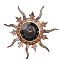 Reloj de Pared Tradicional Indio de Madera Estilo Art Deco |   Reloj de Cuarzo Hecho a Mano con Pantalla Analógica de Agujas, Funciona con Batería, Decoración Vintage para el Hogar, Regalo