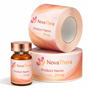 Autocollants personnalisés avec logo, étiquettes en vinyle PVC imperméables pour bouteilles cosmétiques, emballages de soins de la peau, impression dorée, OEM - Product Image 1