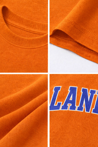 Camiseta de Manga Corta para Hombre, de Alta Calidad, Algodón/Poliéster Grueso, Color Naranja Sólido, Corte Holgado, Hombros Caídos, Transpirable y Ecológica - Product Image 6