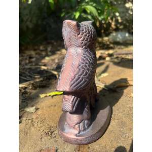 Escultura decorativa de búho de bronce con base, artículos de jardín, estatua de búho de metal hecha a mano - Product Image 3
