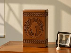 Urna Conmemorativa para Mascotas, Urna de Madera para Cenizas de Gato con Grabado Personalizado PARA CENIZAS HUMANAS, TAMAÑO MEDIANO 9X5.5, CAJA DE URNA - Product Image 6