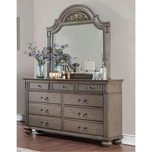 Armario de tocador de caoba maciza gris Syracuse con diseño moderno minimalista y cajones con sistema de encaje en cola de milano, muebles de dormitorio - Product Image 4