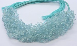 AAA Natural Aquamarine Faceted Tear Shape Briolette 5x7 MM Aquamarine Gemstone <b>Beads</b> <b>Blue</b> Transparent Aquamarine Teardrop <b>Beads</b> - Product Image 2