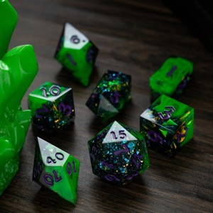 Handmade Resin <b>Dice</b> <b>Set</b> Polyhedral <b>Dice</b> Custom Colors Glitter Designs For Tabletop Board Games - Product Image 5