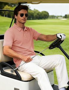 Polos de Hombre de 2 Botones, Camisetas de Algodón de Manga Corta con Cuello de Golf, Polos Clásicos Transpirables y Suaves - Product Image 4