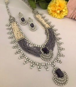 Stylish Classic Best Quality Brass <b>Silver</b> Plated Zircon CZ Layered <b>Necklace</b> Earring <b>Set</b> Engagement Gift Wedding Anniversary - Product Image 3