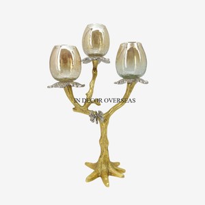 Fancy Brass Hurricane Candleholder <b>Gold</b> Finish Clear Glass Cylinder Home Decoration Heat Resistant Metal <b>Lantern</b> From India - Product Image 6