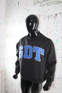 GDT <b>Mock</b> <b>Neck</b> Black 100% Cotton Winter Custom Made Sweatshirt with Finer Threads Vintage Style - Product Image 3