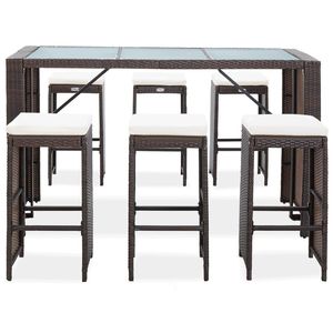Conjunto de bar para jardín en marrón y blanco crema - Product Image 2