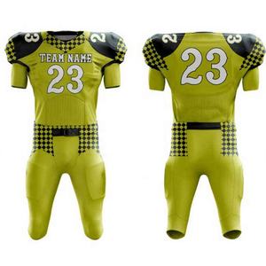 Bon marché Ensembles d'uniformes de maillots de football américain de dernière conception Hommes Sublimation Logo personnalisé 100% Polyester Service OEM - Product Image 1