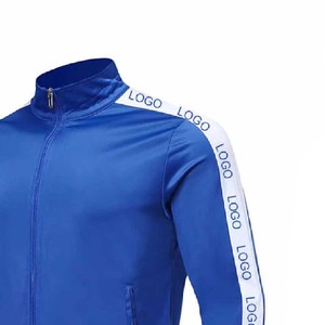 Ensemble de survêtement sportif bleu pour homme, style streetwear, fermeture éclair intégrale, avec poches latérales, séchage rapide, polyester, pour l'hiver - Product Image 4