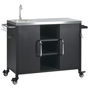 Isola cucina da esterno da 55,5 pollici con lavello, in acciaio inossidabile 304, tavolo grill in metallo, carrello bar da esterno con stazione lavello e struttura in metallo - Product Image 5