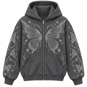 Sudadera con Capucha de Lujo con Pedrería, Sudadera Personalizada con Brillos, Sudadera Y2K con Adornos de Cristal para Hombre y Mujer - Product Image 1