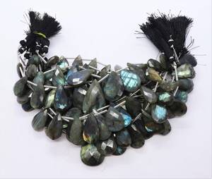 11 perles de labradorite naturelle facettées en forme de poire, labradorite bleue chatoyante, perles de pierres précieuses en forme de poire pour la fabrication de bijoux, vente en gros - Product Image 5