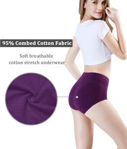 Culotte taille haute pour femme, couvrante, en coton doux et extensible, confortable pour un usage quotidien, vêtements intimes - Product Image 5