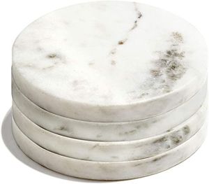 Sous-verres et dessous de plat en marbre blanc, ronds et carrés, pour tasses à thé, vaisselle domestique et verres, style moderne et design tendance - Product Image 6