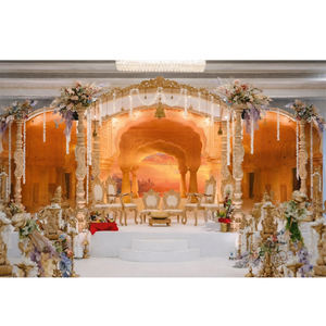 งานแต่งงานแบบอินเดียสุดหรูหราสไตล์ชนบท  พร้อมมันดาปแบบกำหนดเองได้  งานแต่งงานอินเดียแบบดั้งเดิมที่ทำจากไม้  น้ำหนักเบา  สำหรับงานแต่งงานอินเดียในลอนดอน - Product Image 1