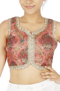 Blusa Corta de Gasa con Estampado Floral Tradicional para Mujer, con Volantes, Manga Corta, 100% Seda, para Uso Diario y Fiestas - Product Image 4