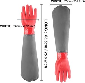 Gants de travail industriels en caoutchouc imperméables de haute qualité, noirs, avec poignet élastique, 12 pouces, sans poudre, pour la protection des mains et des bras, OEM - Product Image 4