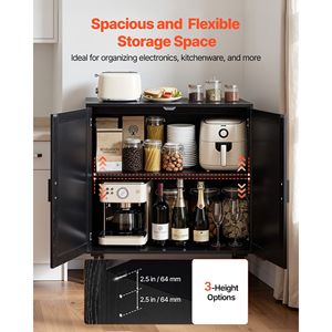 Mobiletto in Rattan con Ripiani Regolabili e 2 Ante Magnetiche, Credenza Decorativa con Gambe in Legno per Soggiorno - Product Image 4