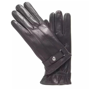 Gants de conduite pour femme en cuir de mouton marron, à doigts complets, chauds pour l'hiver, avec fermeture éclair sécurisée - Product Image 6