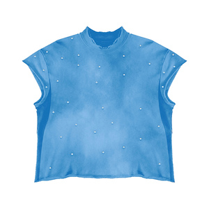 Camisetas sin mangas al por mayor estilo Y2K desgastado, de algodón grueso con borde sin rematar para minoristas de ropa vintage - Product Image 4