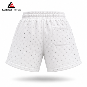 New Design Custom Men’s Rhinestone <b>Fleece</b> <b>Shorts</b> Luxury Bling Crystal Cotton Sweat <b>Shorts</b> Casual Streetwear Gym <b>Shorts</b> with Logo - Product Image 3