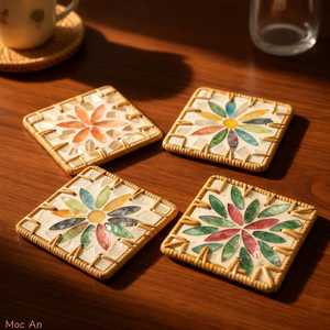 High Quality Handmade <b>Mop</b> Material Eco-Friendly Customizable Classic Design Serving Coasters - Product Image 1