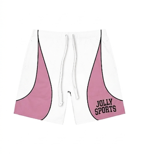 Shorts coupe-vent pour femme en micro-polyester premium 120 GSM, noir et blanc avec empiècements latéraux, impression par sublimation, logo personnalisé. - Product Image 5