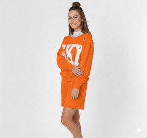 Ensemble deux pièces premium pour femme, col montant, manches longues, coupe ample, couleur unie, streetwear, short confortable, tenue quotidienne - Product Image 6