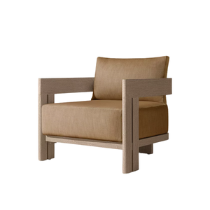 Sillón de Exterior Moderno de Madera de Teca, Estructura Hecha a Mano de Primera Calidad, Cojín Grueso de Secado Rápido, Muebles de Patio de Lujo para Todo Clima - Product Image 1