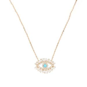 Collier pendentif œil AMBER JEWELS en argent avec pierre Moissanite, chaîne serpent classique, style minimaliste, pour femme, à porter au quotidien - Product Image 2