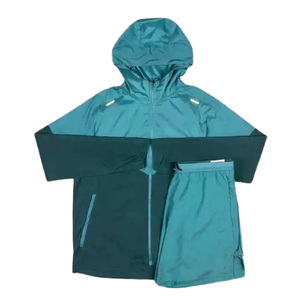 Boys Blue Hooded Tracksuit Set Waterproof Sporty Full Sleeve Shorts Zipper Fly Lightweight Polyester Spring Casual Wear - Product Image 4