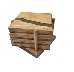 ที่รองแก้วไม้อะคาเซียสีน้ำตาล & น้ำเงินหรือไม้อะคาเซียและเรซินที่ดีที่สุดสำหรับการดื่มชากาแฟสำหรับสำนักงานและบ้าน - Product Image 4