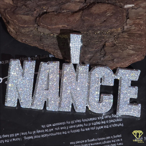 Collar de lujo con colgante con el nombre de NANCE y cadena cubana, completamente cubierto de moissanita, estilo hip hop para hombre. - Product Image 4