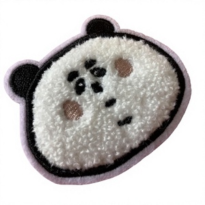 Cute Panda Face Embroidered Patch <b>Sew</b>-On Applique Fabric Badge Anime Cartoon Luxury Custom Shape Safety <b>Pin</b> Garment Decoration - Product Image 1